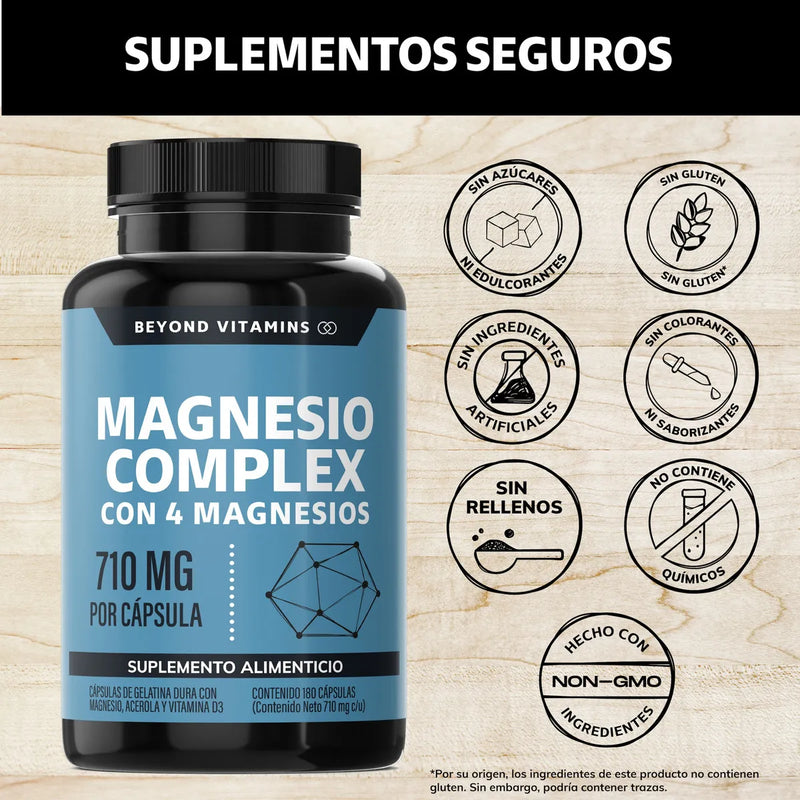 Magnesio Complex 4-en-1 — Citrato, Glicinato, Gluconato y Óxido